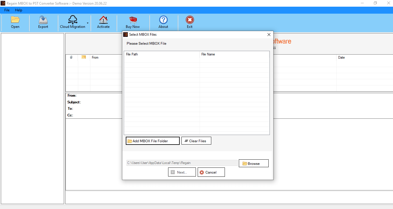 Welcome Screen- Regain MBOX to PST Converter